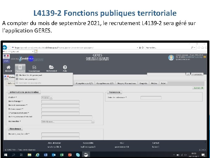 L 4139 -2 Fonctions publiques territoriale A compter du mois de septembre 2021, le