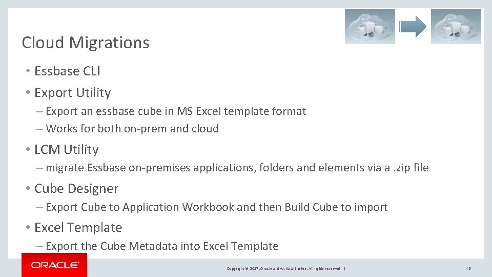 Cloud Migrations • Essbase CLI • Export Utility – Export an essbase cube in