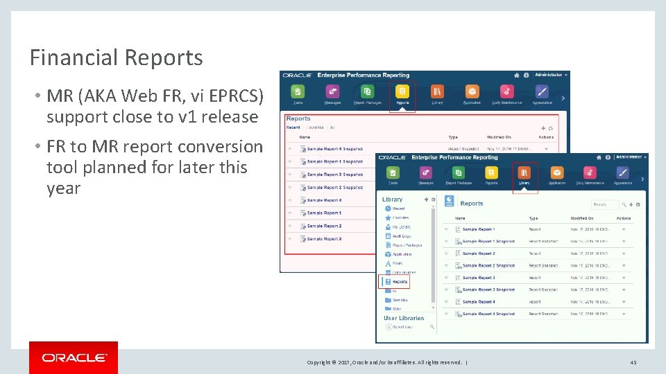 Financial Reports • MR (AKA Web FR, vi EPRCS) support close to v 1