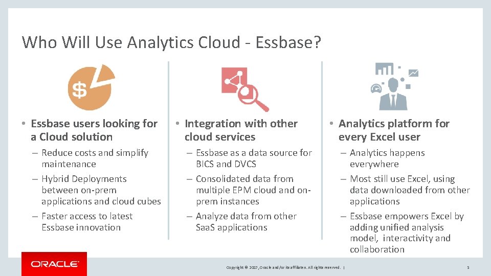 Who Will Use Analytics Cloud - Essbase? • Essbase users looking for a Cloud