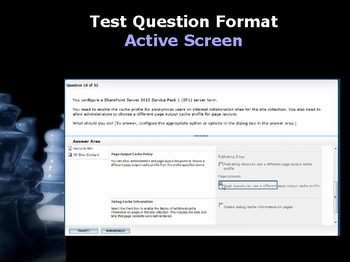 Test Question Format Active Screen 
