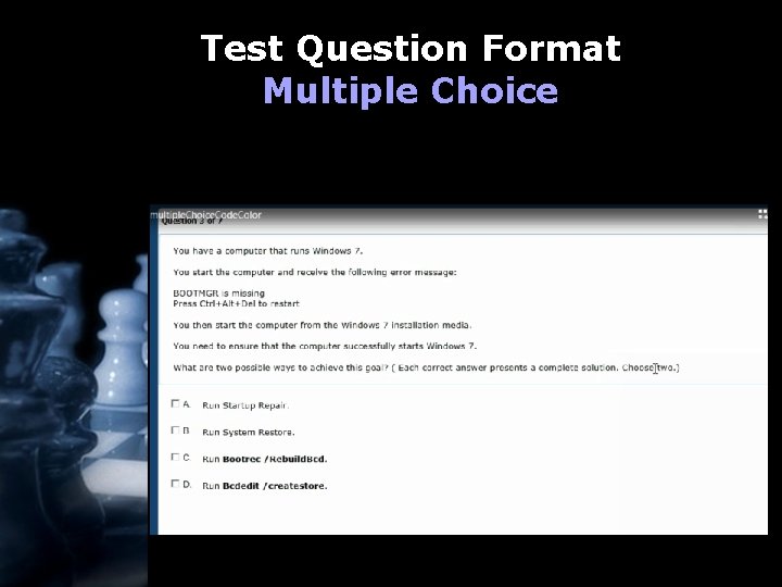 Test Question Format Multiple Choice 