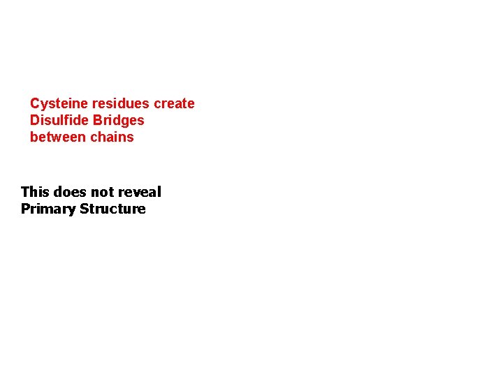 Cysteine residues create Disulfide Bridges between chains This does not reveal Primary Structure 