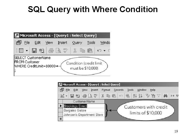 SQL Query with Where Condition 19 