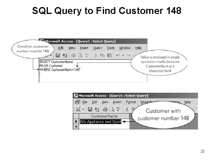 SQL Query to Find Customer 148 21 