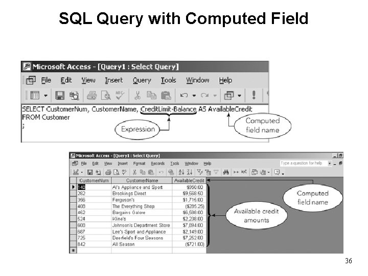 SQL Query with Computed Field 36 