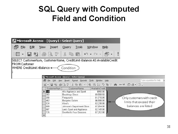 SQL Query with Computed Field and Condition 38 