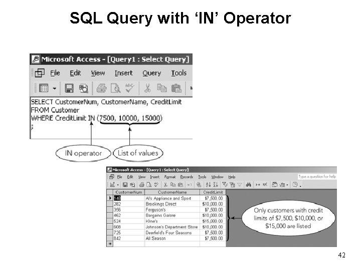 SQL Query with ‘IN’ Operator 42 