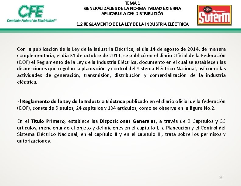 TEMA 1 GENERALIDADES DE LA NORMATIVIDAD EXTERNA APLICABLE A CFE DISTRIBUCIÓN 1. 2 REGLAMENTO