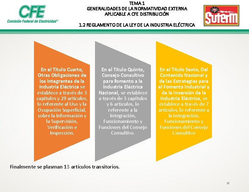 TEMA 1 GENERALIDADES DE LA NORMATIVIDAD EXTERNA APLICABLE A CFE DISTRIBUCIÓN 1. 2 REGLAMENTO