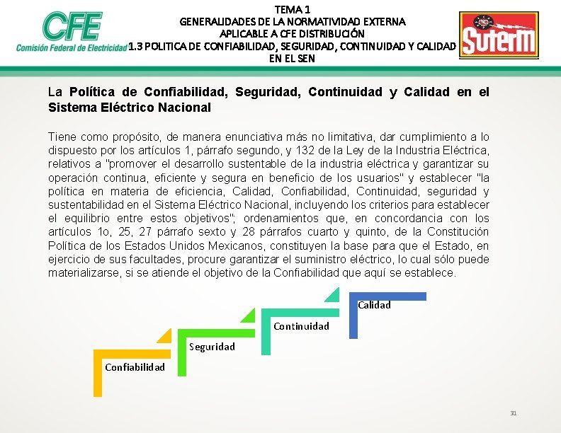 TEMA 1 GENERALIDADES DE LA NORMATIVIDAD EXTERNA APLICABLE A CFE DISTRIBUCIÓN 1. 3 POLITICA