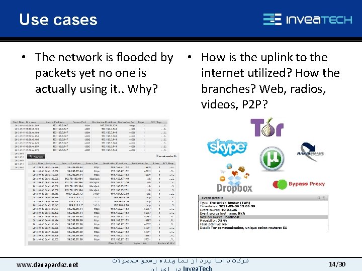 Use cases • The network is flooded by packets yet no one is actually