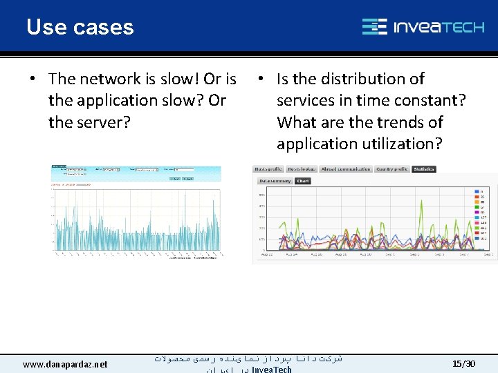 Use cases • The network is slow! Or is the application slow? Or the