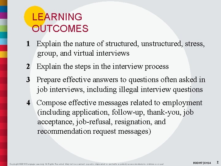 LEARNING OUTCOMES 1 Explain the nature of structured, unstructured, stress, group, and virtual interviews