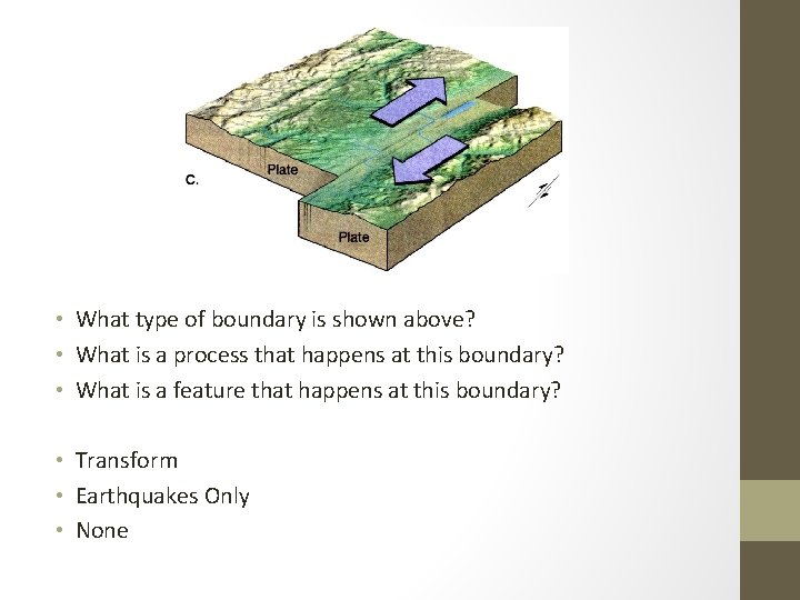  • What type of boundary is shown above? • What is a process