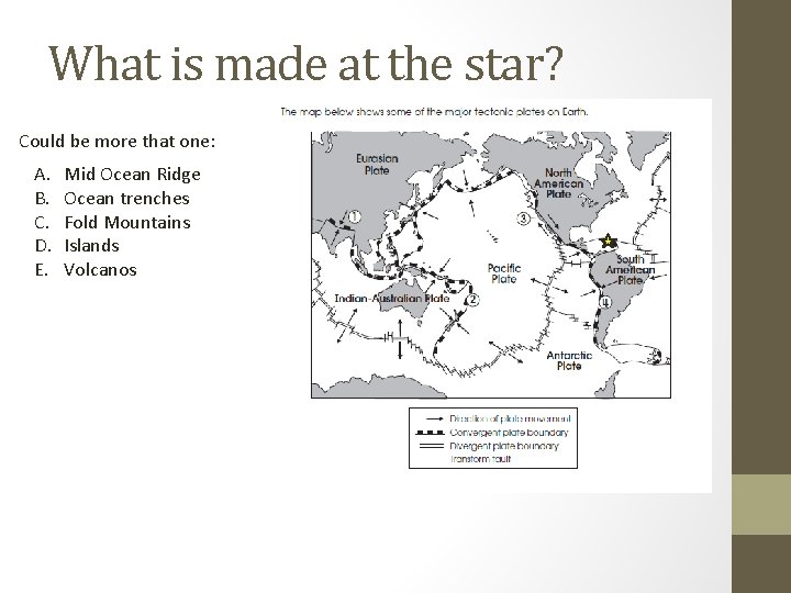 What is made at the star? Could be more that one: A. B. C.