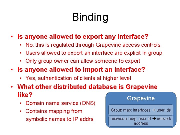 Binding • Is anyone allowed to export any interface? • No, this is regulated