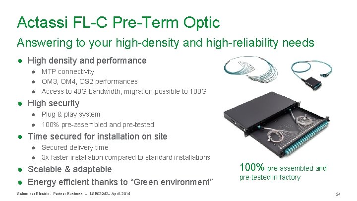 Actassi FL-C Pre-Term Optic Answering to your high-density and high-reliability needs ● High density