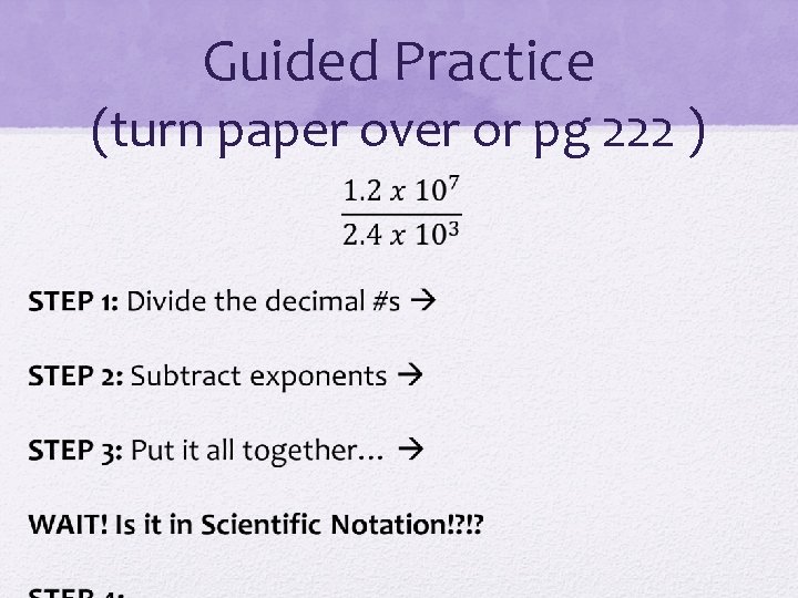 Guided Practice (turn paper over or pg 222 ) 