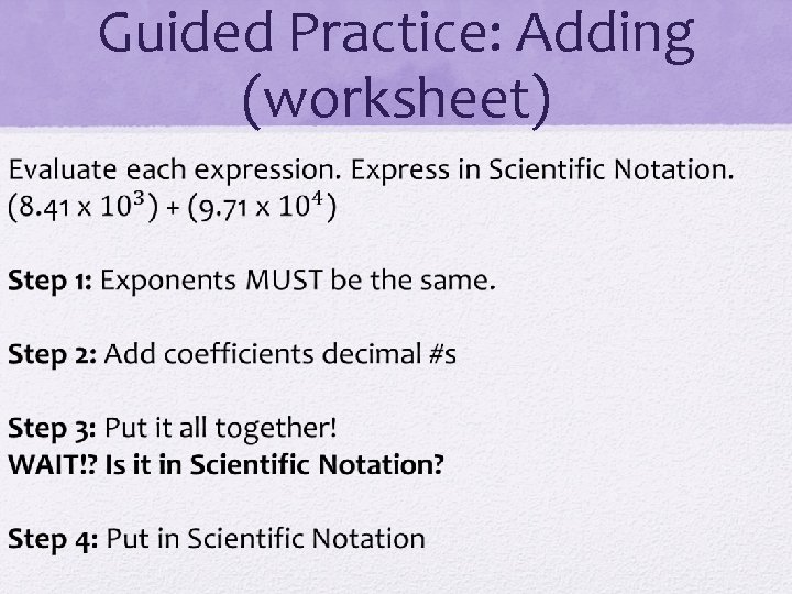 Guided Practice: Adding (worksheet) 