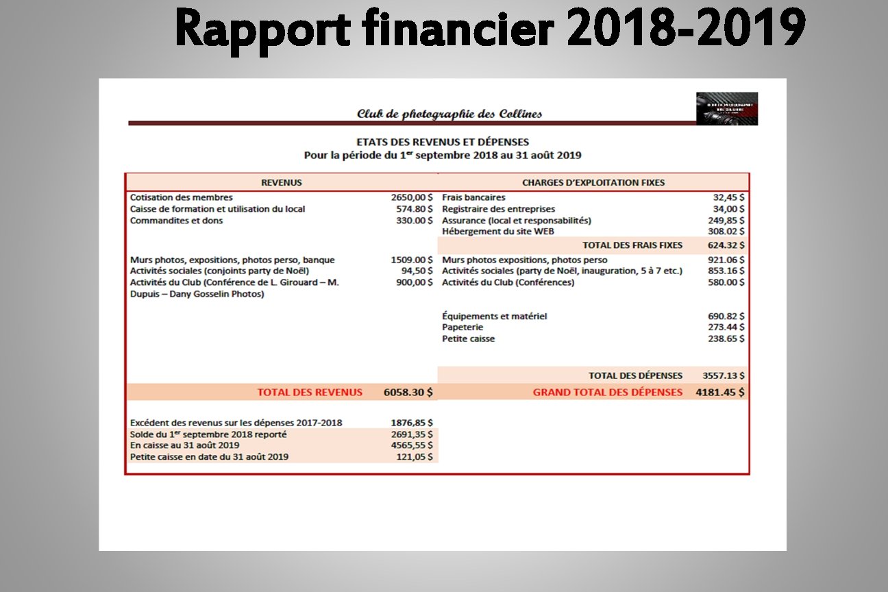 Rapport financier 2018 -2019 