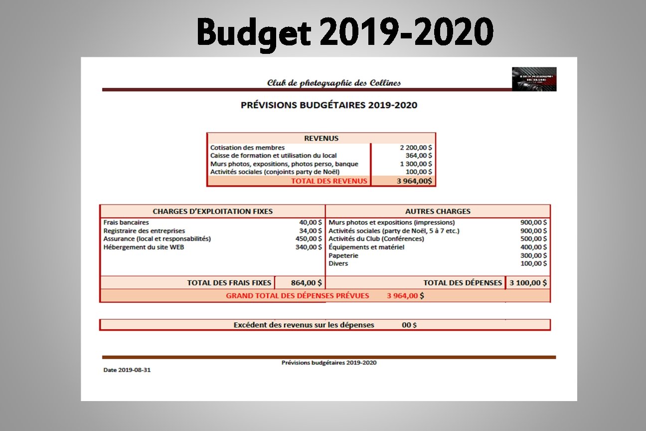 Budget 2019 -2020 