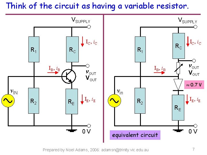 Think of the circuit as having a variable resistor. VSUPPLY IC, i. C R