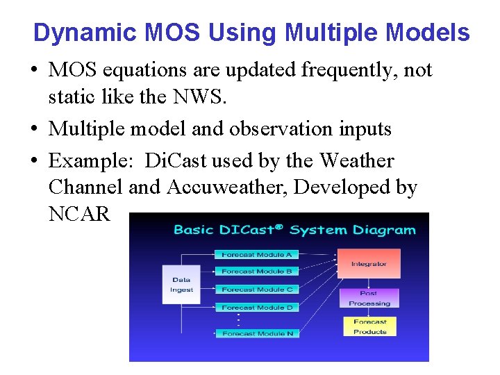 Dynamic MOS Using Multiple Models • MOS equations are updated frequently, not static like