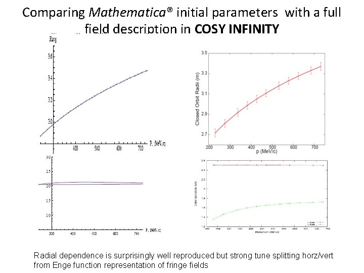 Comparing Mathematica® initial parameters with a full field description in COSY INFINITY Radial dependence