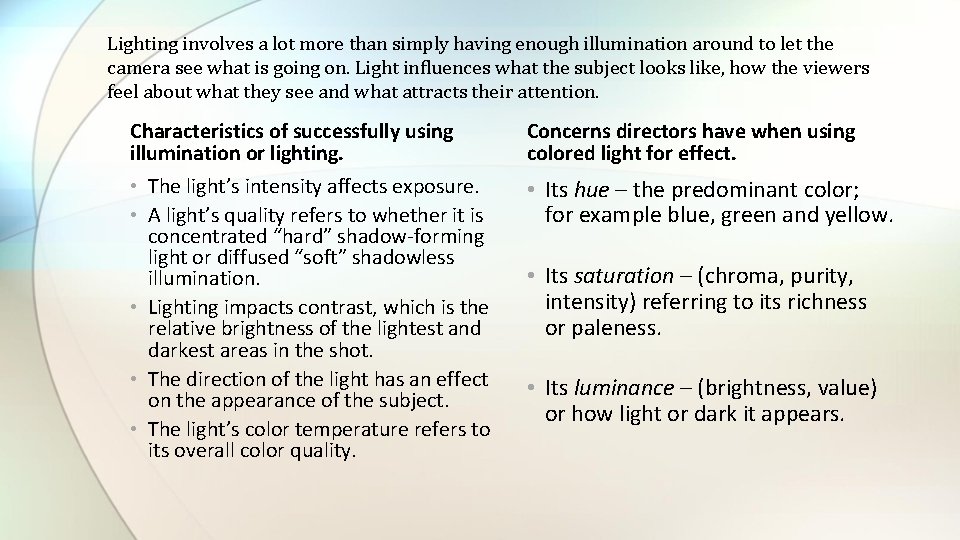 Lighting involves a lot more than simply having enough illumination around to let the