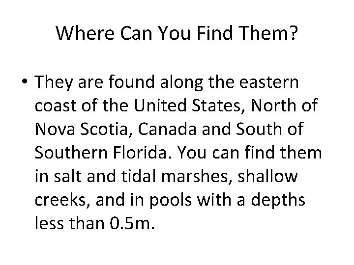 Where Can You Find Them? • They are found along the eastern coast of
