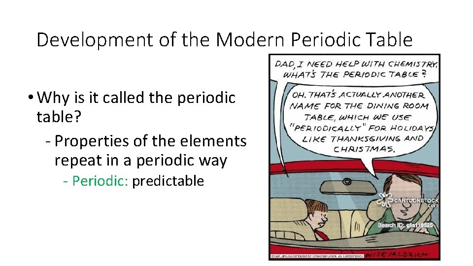Development of the Modern Periodic Table • Why is it called the periodic table?