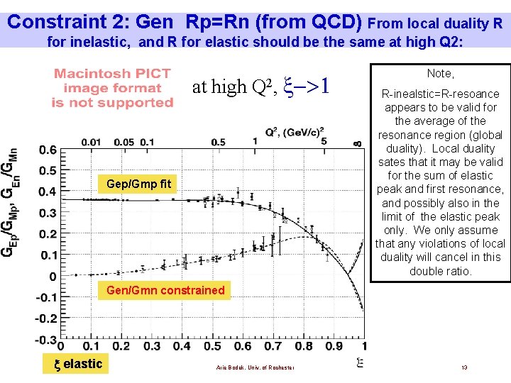 Constraint 2: Gen Rp=Rn (from QCD) From local duality R for inelastic, and R