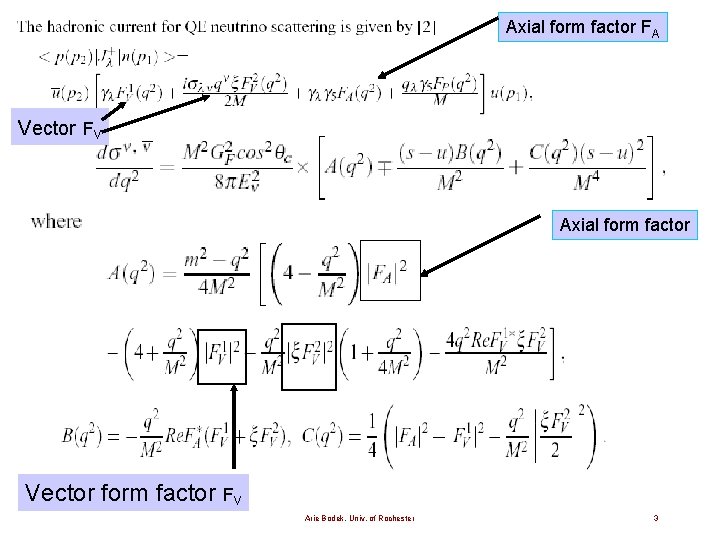 Axial form factor FA Vector FV Axial form factor Vector form factor FV Arie