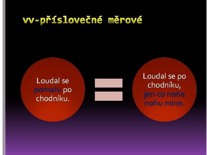 Loudal se pomalu po chodníku. Loudal se po chodníku, jen co noha nohu mine.