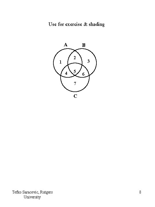Use for exercise & shading A B 2 1 4 5 3 6 7