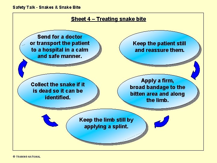 Safety Talk - Snakes & Snake Bite Sheet 4 – Treating snake bite Send