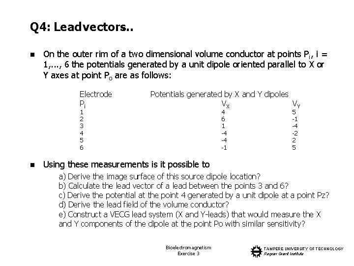 Q 4: Lead vectors… n On the outer rim of a two dimensional volume