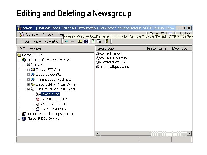 Editing and Deleting a Newsgroup 