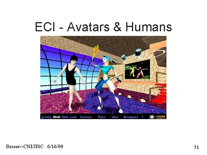 ECI - Avatars & Humans Besser--CNI/JISC 6/16/00 51 