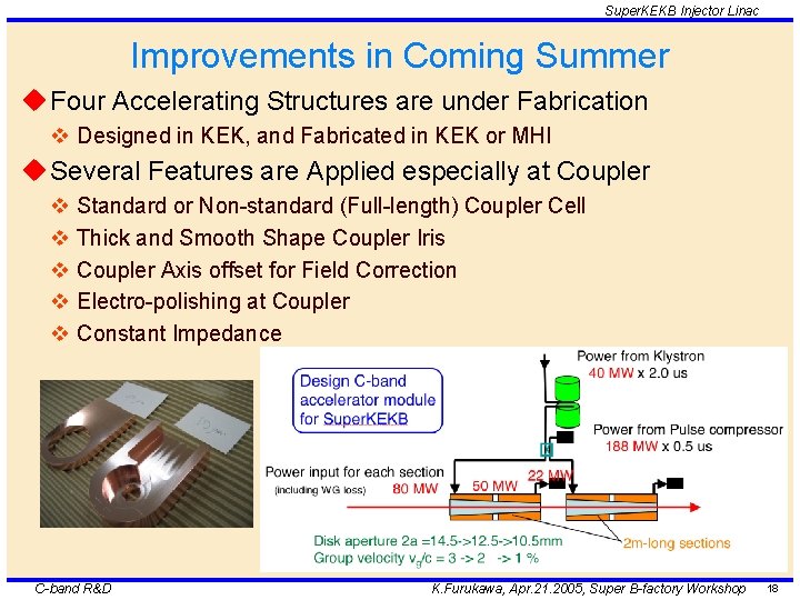 Super. KEKB Injector Linac Improvements in Coming Summer u Four Accelerating Structures are under