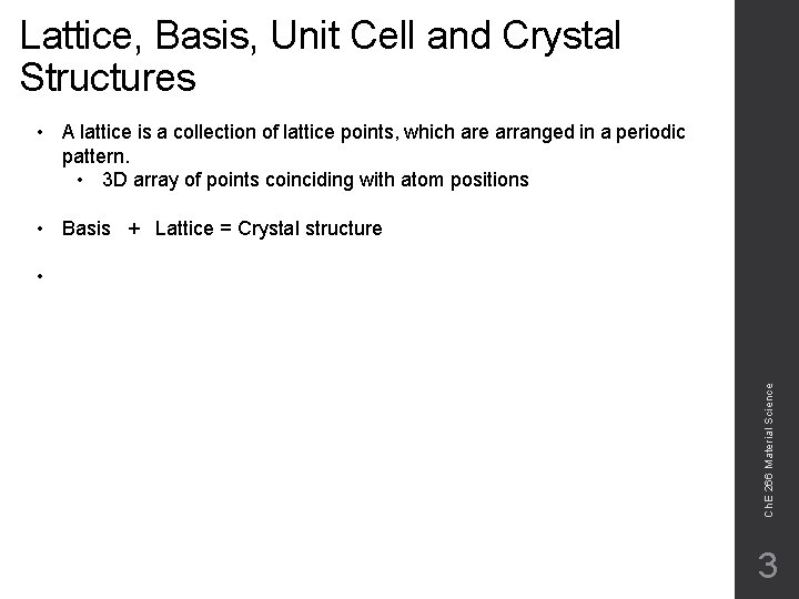 Lattice, Basis, Unit Cell and Crystal Structures • A lattice is a collection of