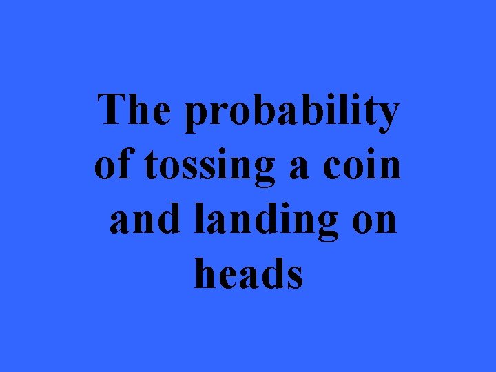 The probability of tossing a coin and landing on heads 