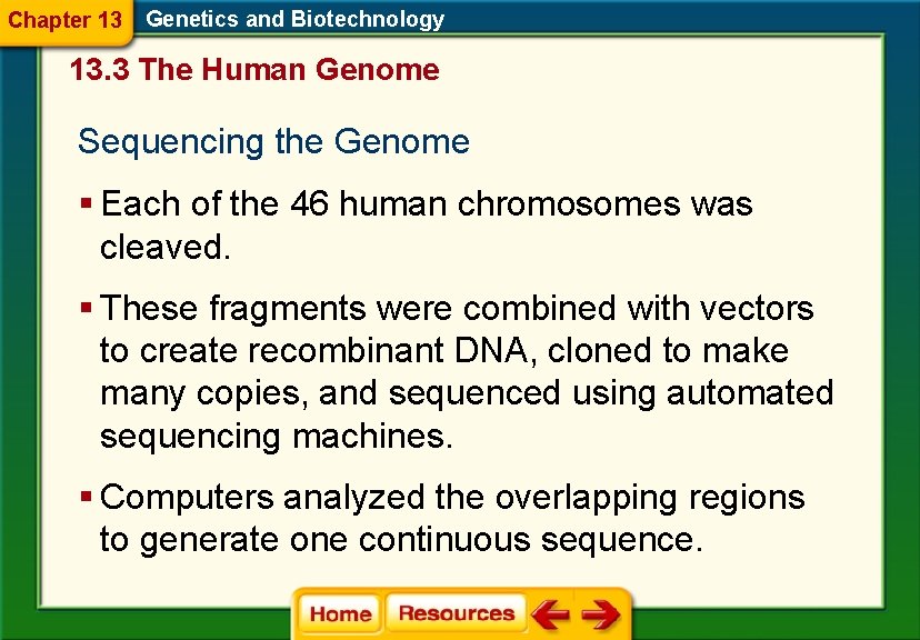 Chapter 13 Genetics and Biotechnology 13. 3 The Human Genome Sequencing the Genome §