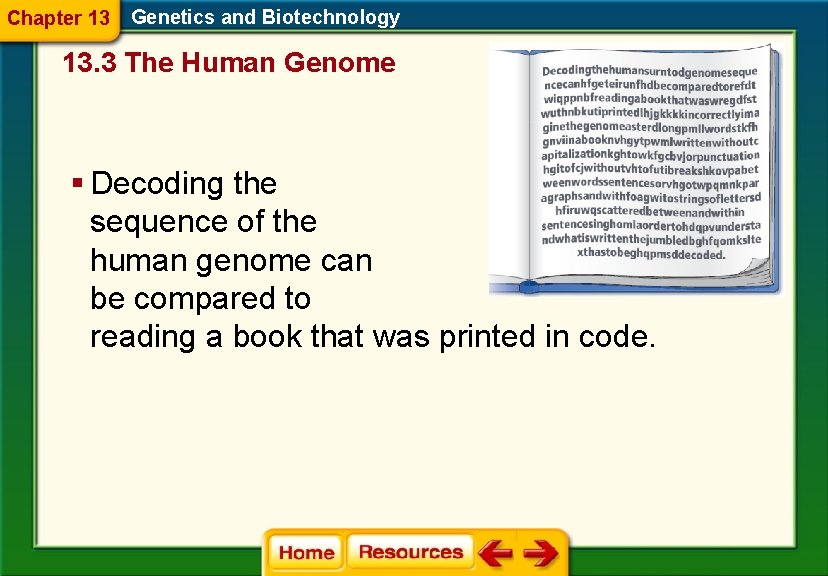 Chapter 13 Genetics and Biotechnology 13. 3 The Human Genome § Decoding the sequence