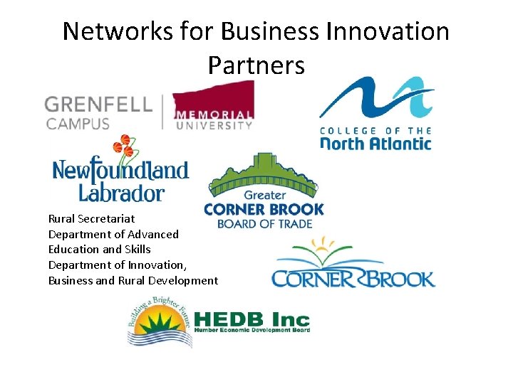Networks for Business Innovation Partners Rural Secretariat Department of Advanced Education and Skills Department