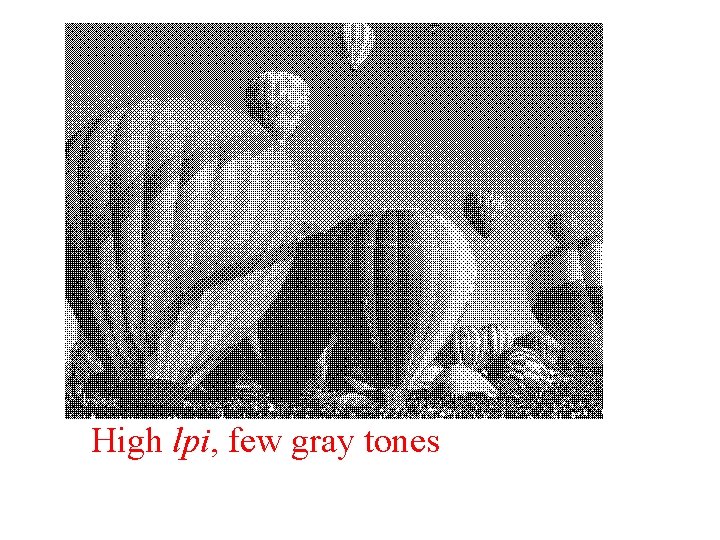 High lpi, few gray tones High lpi, few gray tones