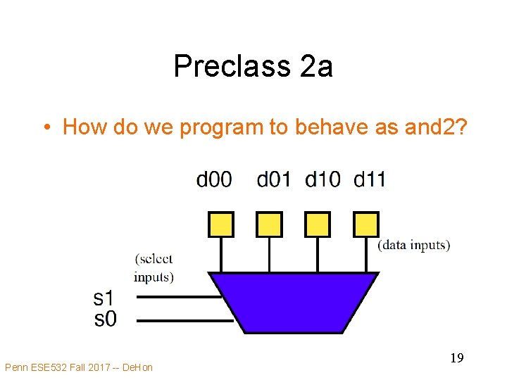 Preclass 2 a • How do we program to behave as and 2? Penn