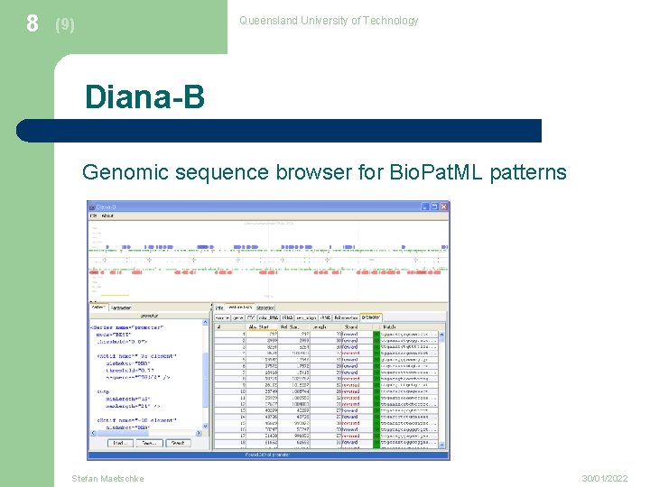 8 Queensland University of Technology (9) Diana-B Genomic sequence browser for Bio. Pat. ML
