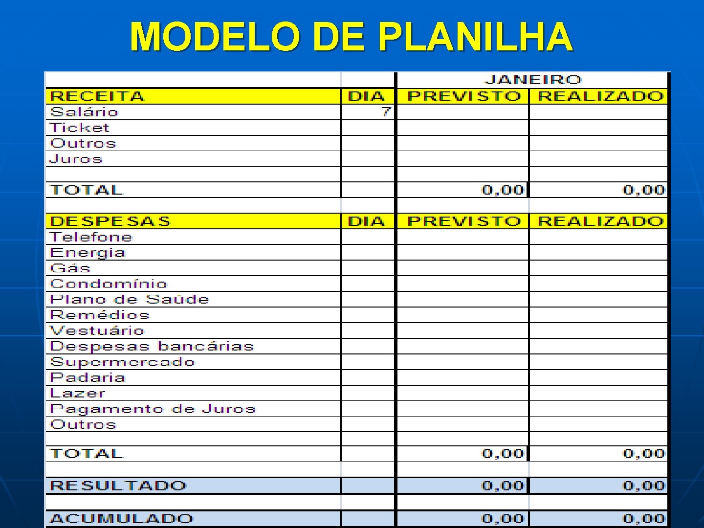 MODELO DE PLANILHA 